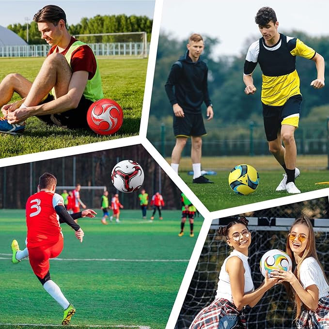 18 Pcs Soccer Balls Football with 4 Pumps Sports Soccer Balls Official Size Soccer Indoor Outdoor Soccer for Child Teens Adult Players Game Training Back to School Gift