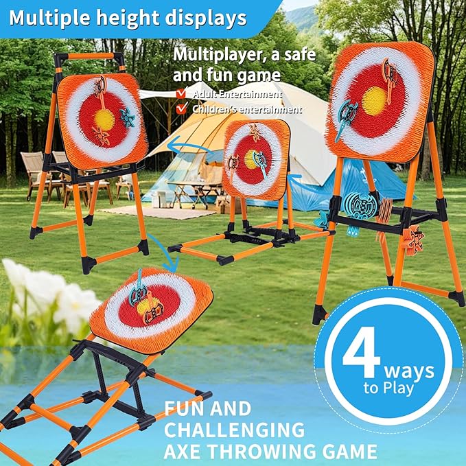 Axe Throwing Mane Target with 8 Axes 8 Darts Set, Outdoor Axe Throwing Game