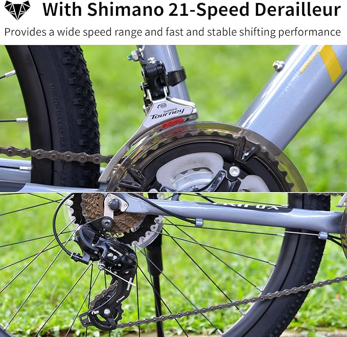 TRIFOX 26 Inch Aluminum Mountain Bike with Shimano 21 Speed,Aircraft-Grade Aluminum Frame,Front Suspension Fork,Dual Disc Brakes,15/17 Inch Internal Cable Routing Frame for Men Women Boys and Girls
