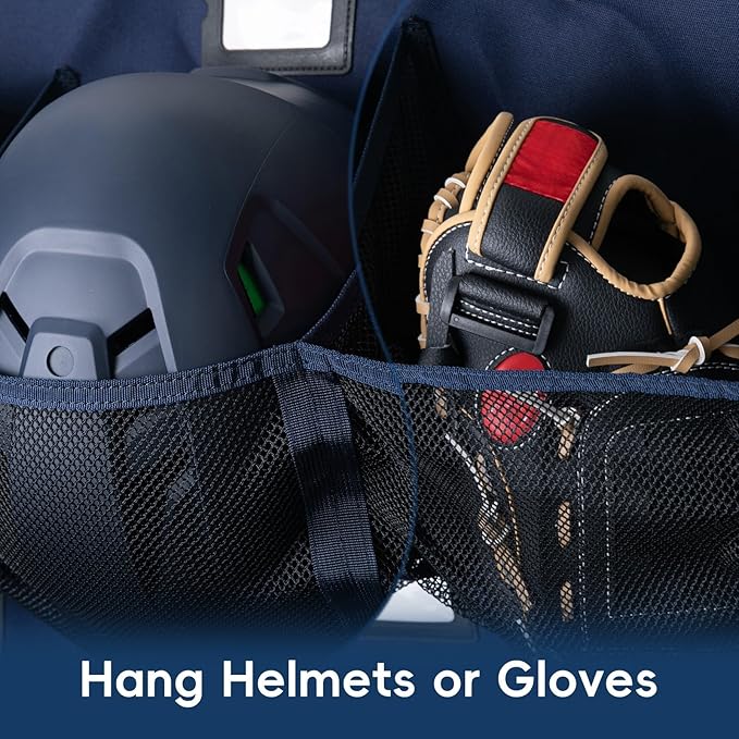 Baseball/Softball Dugout Organizer - 15+ Helmet & Glove Storage Bag, Military-Grade 900D Fabric & 6 Reinforced Steel Hooks