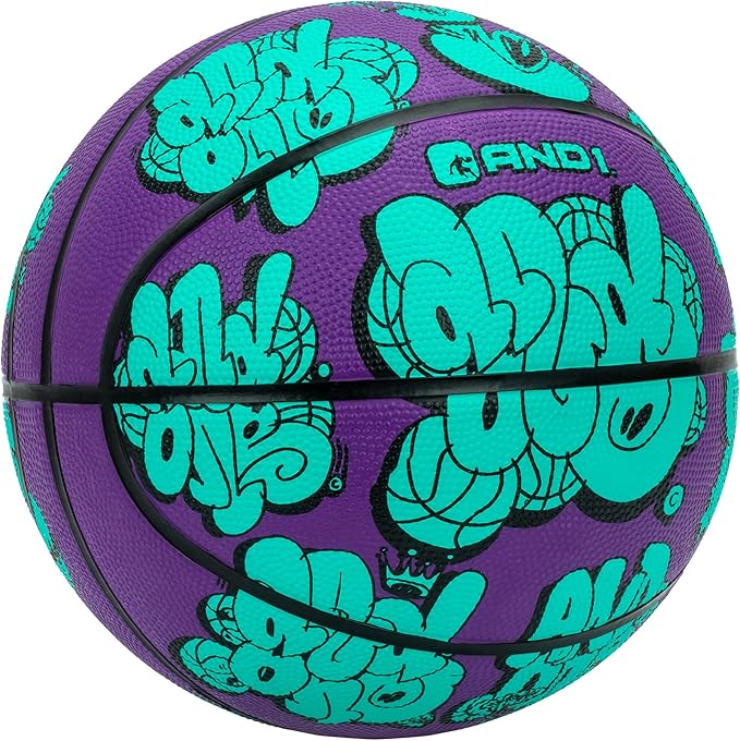 AND1 Toss Up Basketball : Youth Sized Rubber Streetball for Indoor and Outdoor Use, Deep Channel Construction and Durability, Includes 10” Pump