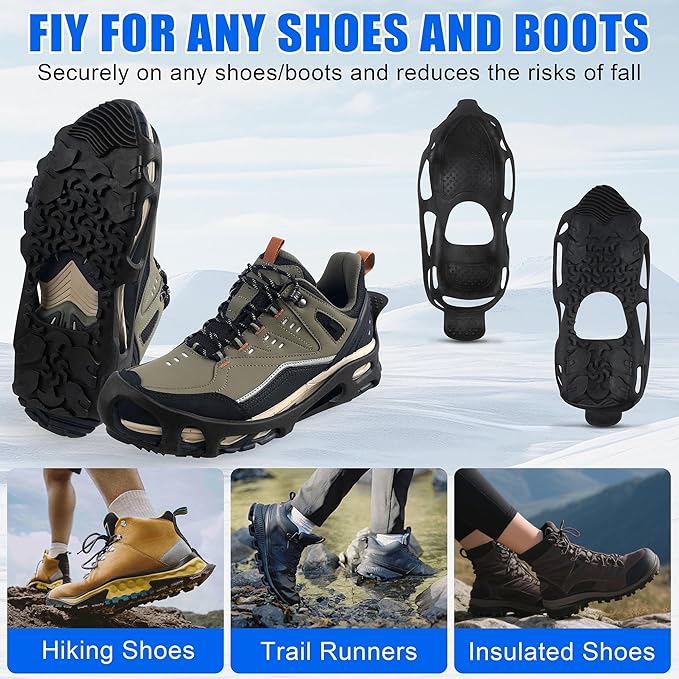 Spikeless Ice Cleats,Anti-Slip Snow Winter Traction Grips Crampoms for Slick Wet Surface Indoor Outdoor Use Ice Shoes Grippers Rubber Tread Overshoes