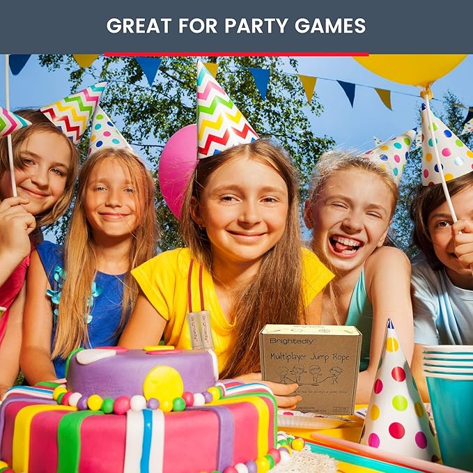 16 FT Long Jump Rope for Kids, Multiplayer, Adjustable | Classic Look Wooden Handle | Durable Kids Jumping Rope, Skipping Rope, Outdoor Fun, Party Game, Birthday Gift