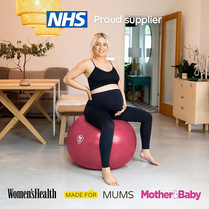 BABYGO Birthing Ball - Pregnancy Yoga Labor & Exercise Ball & Book Set Trimester Targeting, Maternity Physio, Birth & Recovery Plan Included Anti Burst Eco Friendly