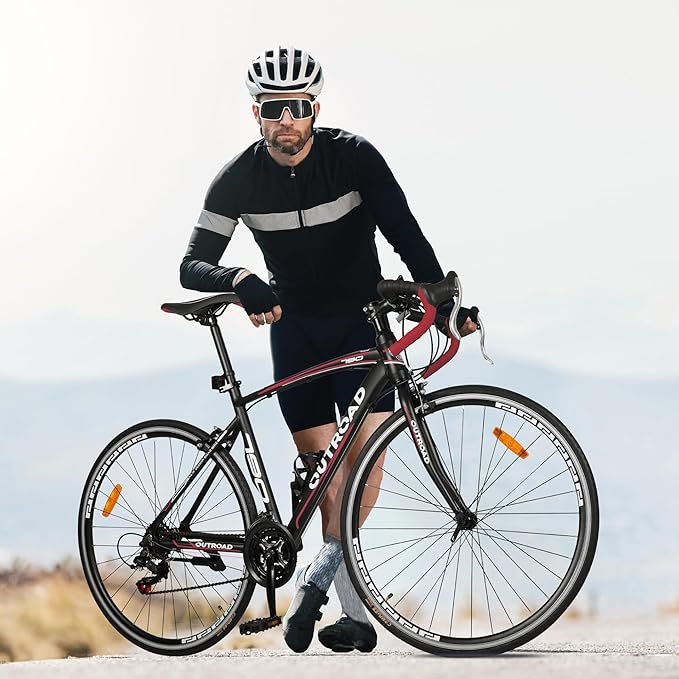 Road Bike 14-21Speed 700C Wheel with Light Aluminum Alloy Frame Commuter Bicycle with Dual Disc/V Brakes for Women and Men Black,White,Blue,Red