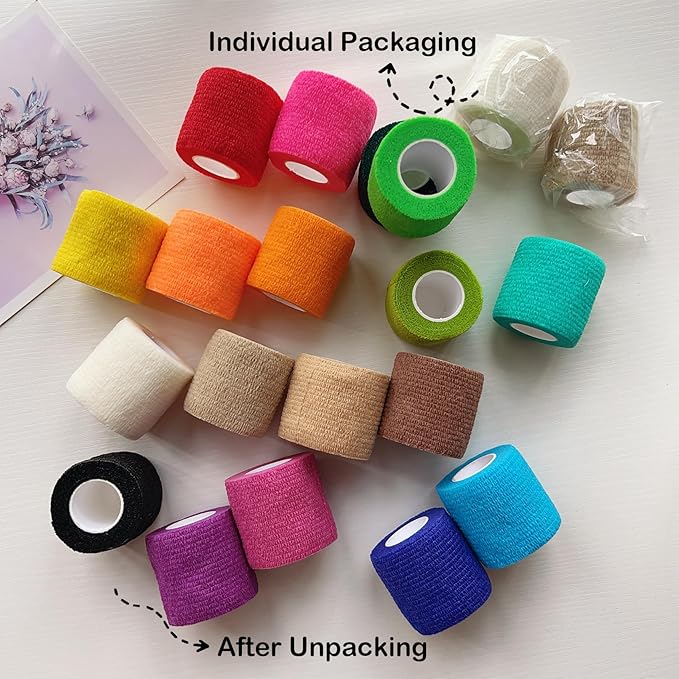 36 PCS Self Adhesive Bandage Wrap 2" X 5 Yards Elastic Cohesive Bandage Wrap Bandage Wrap Rolls Elastic Self-Adherent Tape for Stretch Athletic, Sports, Wrist, Ankle (Skin