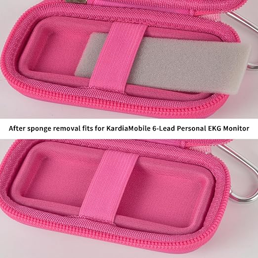 Heart Rate Monitor Case for AliveCor for KardiaMobile 6L / 6L Max 1L Personal EKG Monitor Storage Holder for Cardiac Mobile Portable Heart Rate Monitor Bag Organizer (Pill Box Included) Rose Red