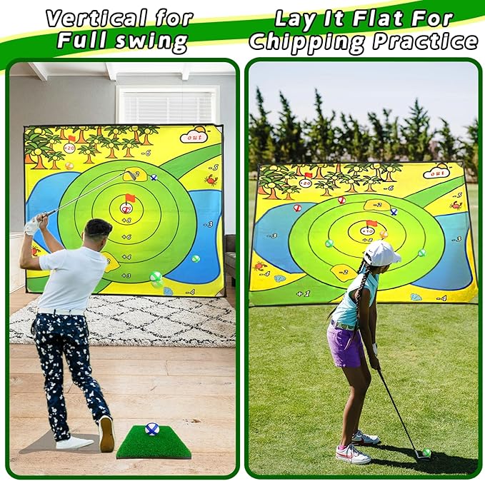 Airaperto Battle Golf Chipping Game, 80”x80” Large Chipping Mat,Play Outdoor Sticky Golf for Adults,Unique Multiplayer Indoor Outdoor Chipping Game,Friends Family Yard Target Game