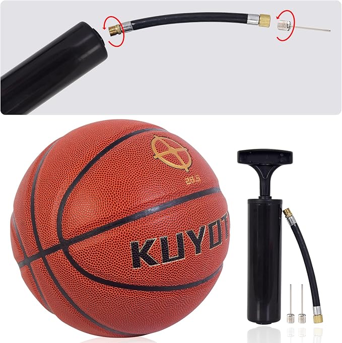 KUYOTQ Kids Toddler Youth Adult Size 3/4/5/6/7 Basketball 22/25.5/27.5/28.5/29.5" Thickened Rubber or Faux Leather Basketball for Boys Girls (Deflated)