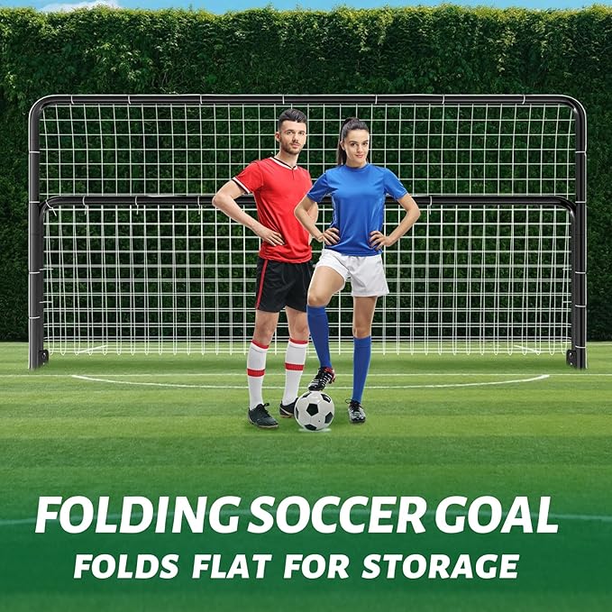NAIZEA Soccer Goal - 12x6FT/16x7FT/10x6FT/8x6FT/6x4FT Soccer Goals for Backyard - Metal Soccer Goals for Youth Adult - Multiple Sizes Colors - Perfect for Games Indoor Outdoor Practice