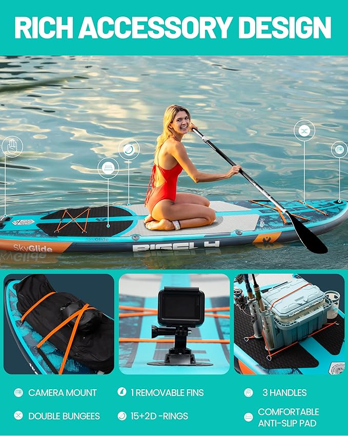 Bigfly 11'6×35" Super Wide Inflatable Stand Up Paddle Board, Ultra Stable Wide SUP for 2+1 People/Family/Big Size, 100L Backpack, All-Round Sup Board, US Big Fin