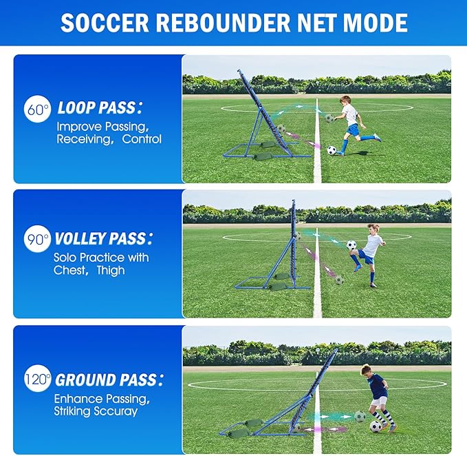 Dual-Mode Soccer Goal Net & Soccer Rebounder Net,Premium Durability for Intense Shooting Training,Quick-Switch Angle Soccer Training for Control,Passing Practice,Soccer Gifts for Kids Teen Adult