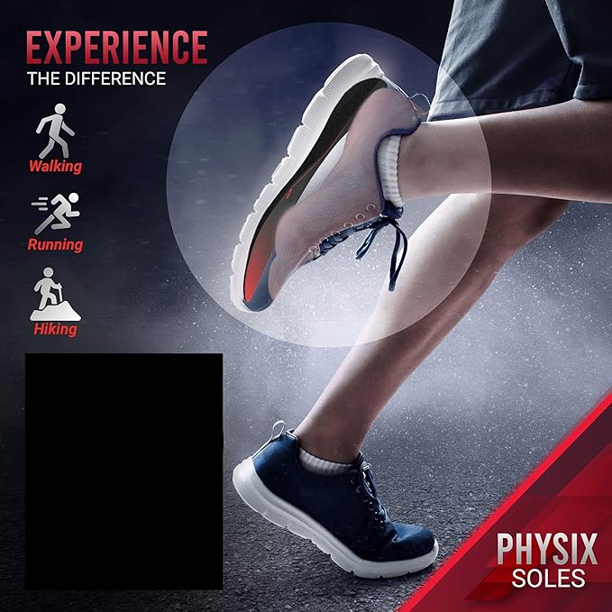 Physix Gear Orthotic Insoles for Men & Women - Arch Support Orthotics Insole, Orthopedic Insoles, Inserts for Men & Women, Foot Insoles for Plantar Fasciitis Comfort, Shoe Insert, Feet, Red/Black, XL