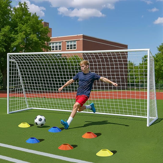 NAIZEA Soccer Goal - 12x6FT/16x7FT/10x6FT/8x6FT/6x4FT Soccer Goals for Backyard - Metal Soccer Goals for Youth Adult - Multiple Sizes Colors - Perfect for Games Indoor Outdoor Practice