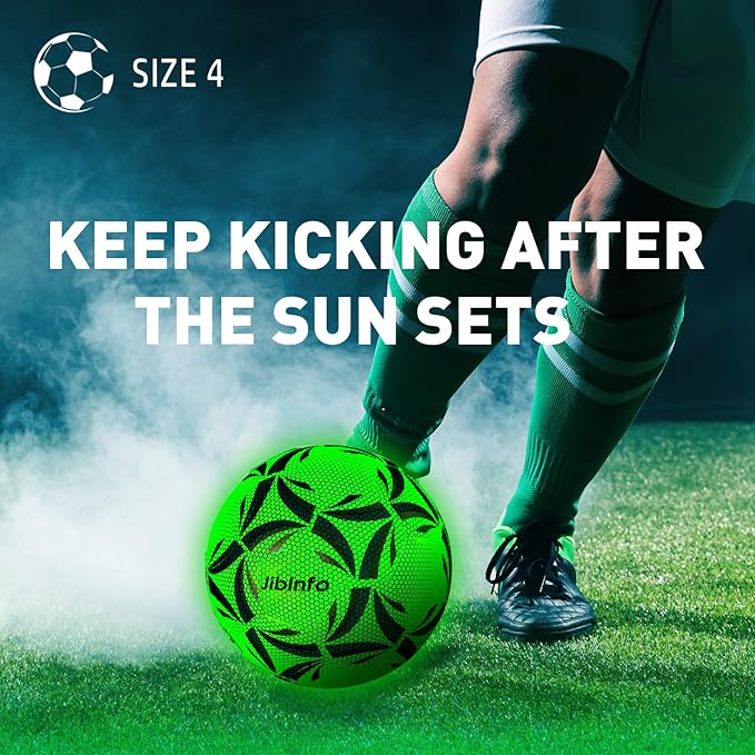 Light Up Soccer Ball Size 4, Glow in The Dark Soccer Ball Luminous Soccer Balls for Day&Night Games and Training Gifts for Men Youth and Adult Night Games