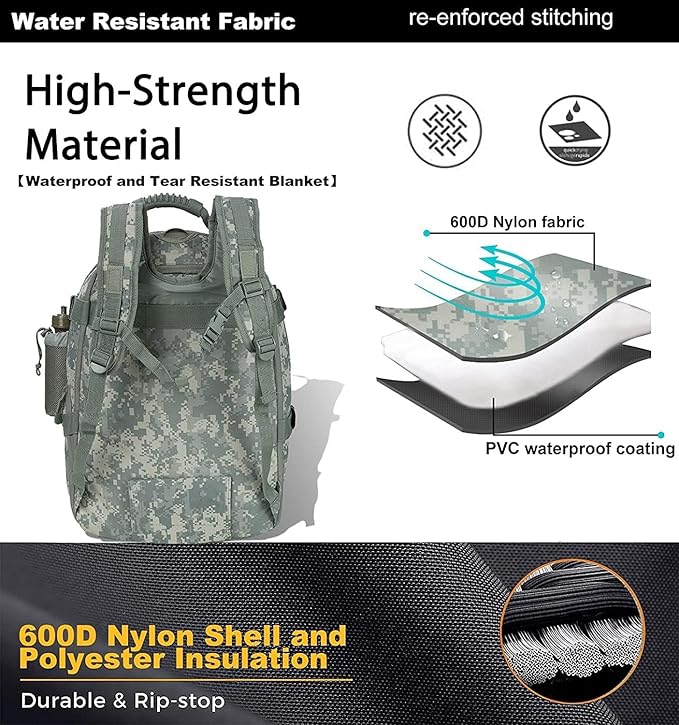 Expandable 40-64L Military Tactical Backpack 3 Day Bag Hiking Gym Sport Camping