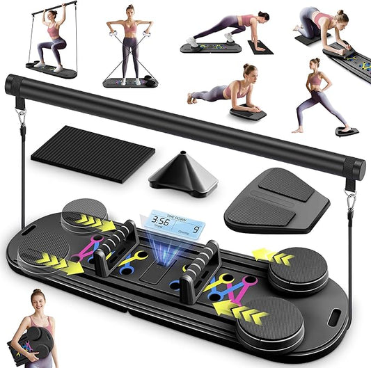 Pilates Board, Pilates Portable Reformer Machine 2025 for Home Workout, 7 in 1 Multifunctional Abdominal Board, Foldable Abs Trainer Machine, Pilates Core Workout Equipment for Women