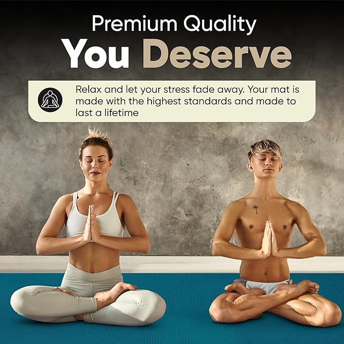 Gorilla Mats Premium Large Yoga Mat – 7' x 5' x 8mm Extra Thick & Ultra Comfortable, Non-Slip Barefoot Exercise Mat – Works Great on Any Floor for Stretching, Cardio or Home Workouts