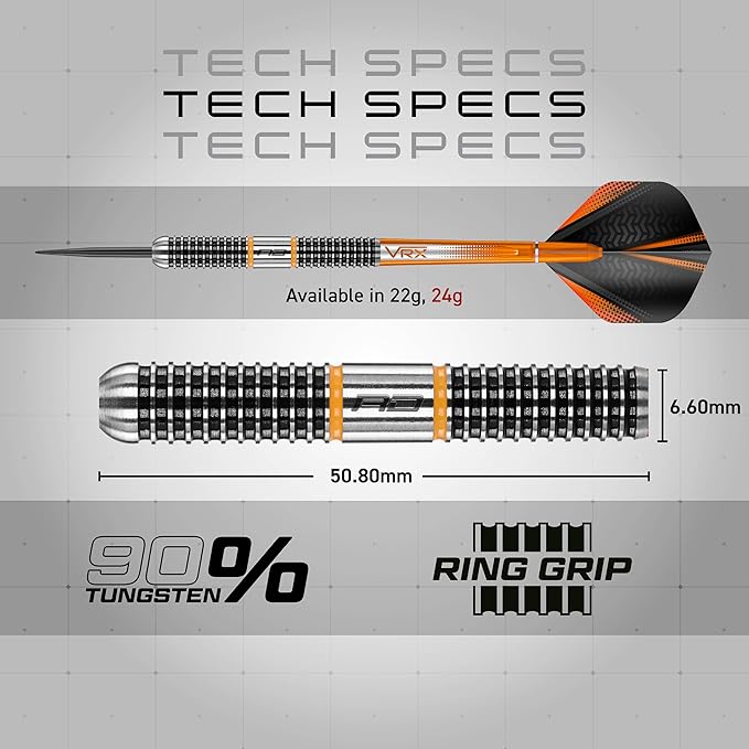 RED DRAGON Amberjack Series Darts Set with Flights and Shafts (Stems)