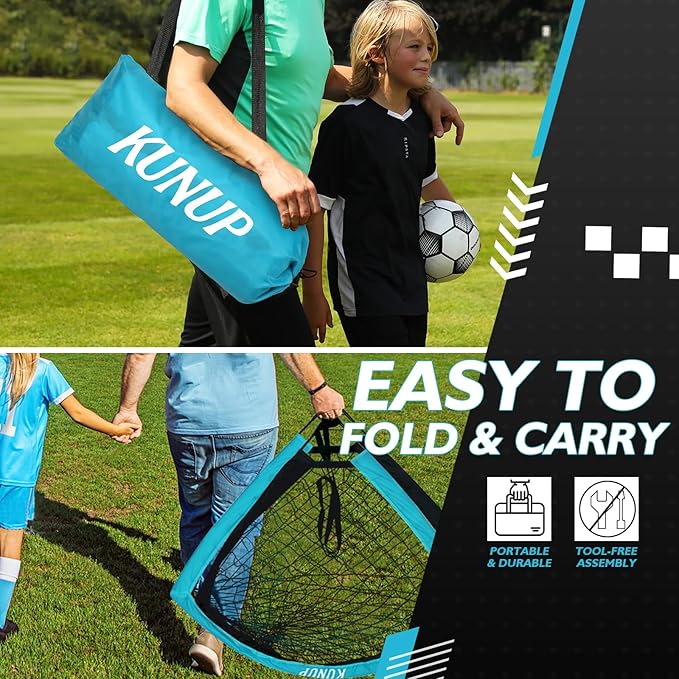 5×3 6x4 9x5 FT Portable Kids Soccer Goal for Backyard, Foldable Soccer Practice Net with Carrying Bag for Toddler Youth Adult Pop Up Soccer Training Equipment Indoor and Outdoor Sports Game
