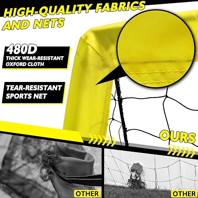 5×3 6x4 9x5 FT Portable Kids Soccer Goal for Backyard, Foldable Soccer Practice Net with Carrying Bag for Toddler Youth Adult Pop Up Soccer Training Equipment Indoor and Outdoor Sports Game