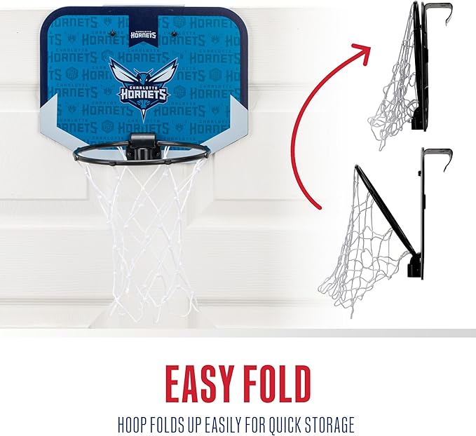 Franklin Sports NBA Team Over The Door Basketball Hoop - Kids Indoor Mini Basketball Hoop with Basketball - NBA Fan Shop Mini Hoop for Bedroom & Office