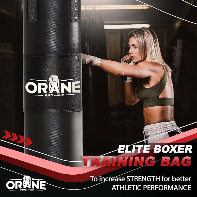 ORANE Punching Bag for Adults, 4FT PU Heavy Boxing Bag Set, Punching Bag with 12OZ Boxing Gloves, Chains, Hand Wraps, Best for MMA, Karate, Kickboxing, Martial Arts, Home Gym Training – Unfilled