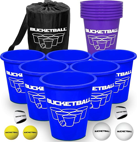 BucketBall | Team Color Edition | Combo Pack (Navy Blue/Purple): Original Yard Pong Game: Best Camping, Beach, Lawn, Outdoor, Family, Adult, Tailgate, Jumbo, Giant Game