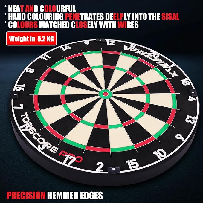 WIN.MAX Dart Board - Bristle Steel Tip Dartboard Dart Boards for Adults Bristle Steel Tip Dartboard Set with 12 Darts Metal Tip