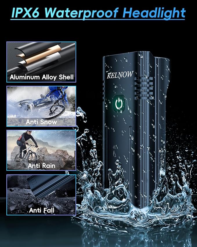 Bike Lights for Night Riding, 10000mah Bike Lights 30H+ Runtime, Super Bright LED USB Rechargeable Headlight and Taillight, IPX6 Waterproof Bicycle Light【2025 Upgrade Combination】