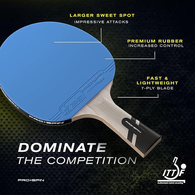 PRO SPIN Ping Pong Paddles - Professional Level Table Tennis Rackets with Carbon Fiber for Superior Control | 7-Ply Blade, Premium Rubber, 2.0mm Sponge | Includes Protector Case
