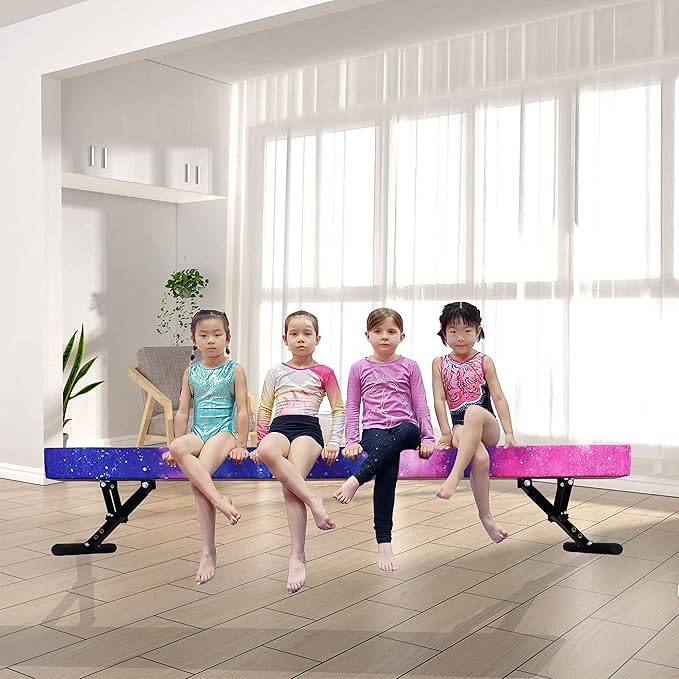 Adjustable Balance Beam Gymnastics Beam 8 FT Adjustable Height Beams for Kids, High and Low Floor Beams,Gymnastics Equipment for Kids Adults Training at Home and Gym Center