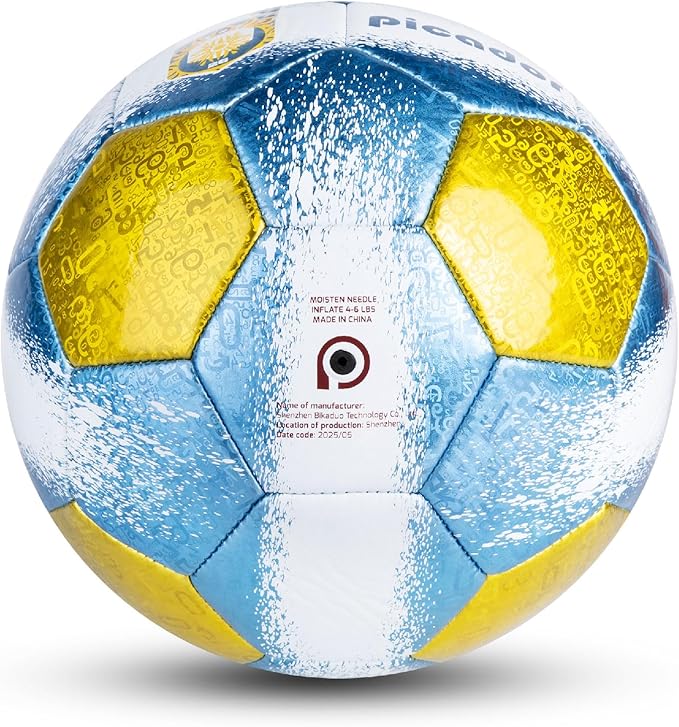 Size 4 Soccer Balls, Laser Leather Soccer Ball for Sport Training & Match Play - Vibrant Soccer Balls Gift Set with Pump for Kids and Youth
