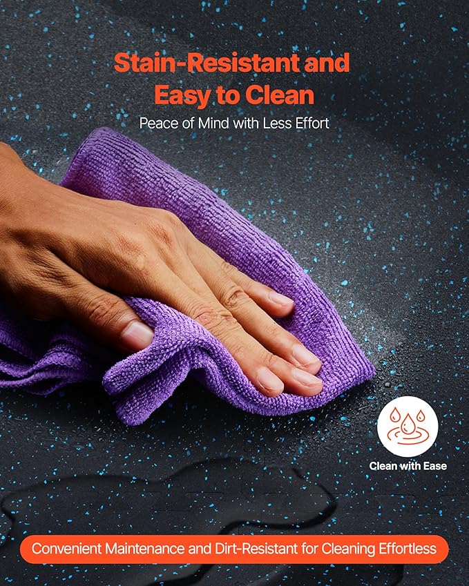 VEVOR 0.56 Inch Thick Gym Floor Mats, Rubber Top with EVA Foam, 25" x 25" Gym Flooring Workout Mats, Interlocking Puzzle Gym Mats for Gym, Home, Garage