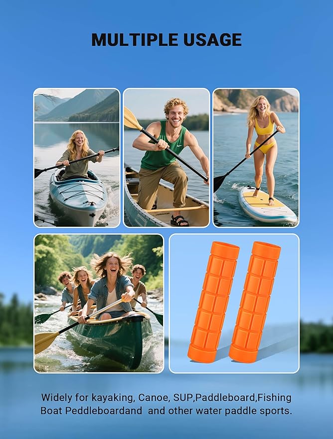2-Packs Upgraded Kayak Paddle Grips, Non-Slip Silicone Kayaking Handle Wrap to Prevent Hand Blisters, Universal 1.18 Inches Removable Kayak Accessorie for Multiple Types of Detachable Oars
