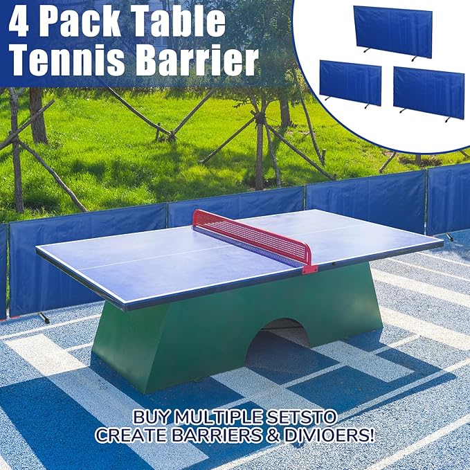 4pcs Portable Table Tennis Barrier - 55"x29.5" Durable 420D Oxford Cloth Baffle for Quick Ball Pickup | Professional Surround Block for Court, Training & Home Use