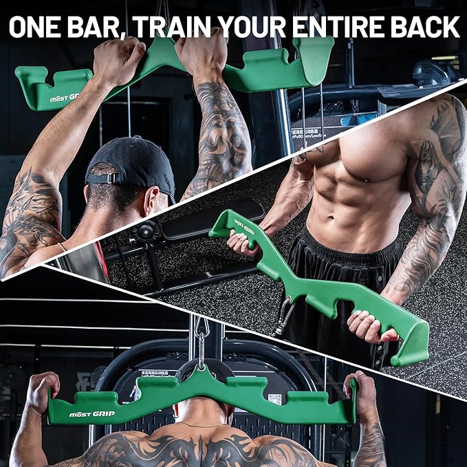 LAT Pull Down Bar with 6 Ergonomic Handles, Neutral Grip LAT Pulldown Attachments for Whole Back Training, Wide Grip LAT Pulldown Bars for Home Gym Cable