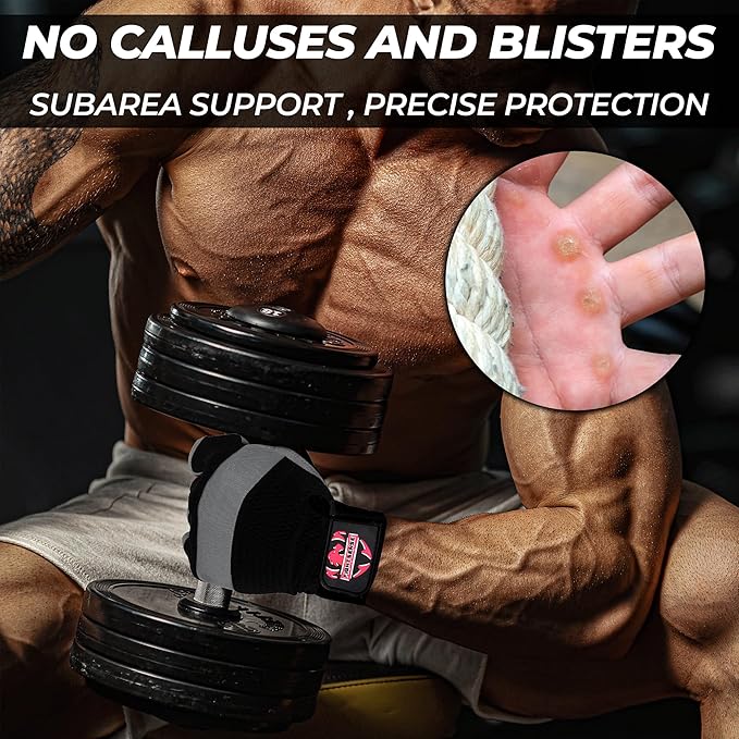 FIGHTSENSE Workout Gloves for Men and Women,Weight Lifting Gloves with Enhanced Grip,Padded Palm,Adjustable Wrist Straps and Breathable Design for Optimal Performance & Comfort in Gym