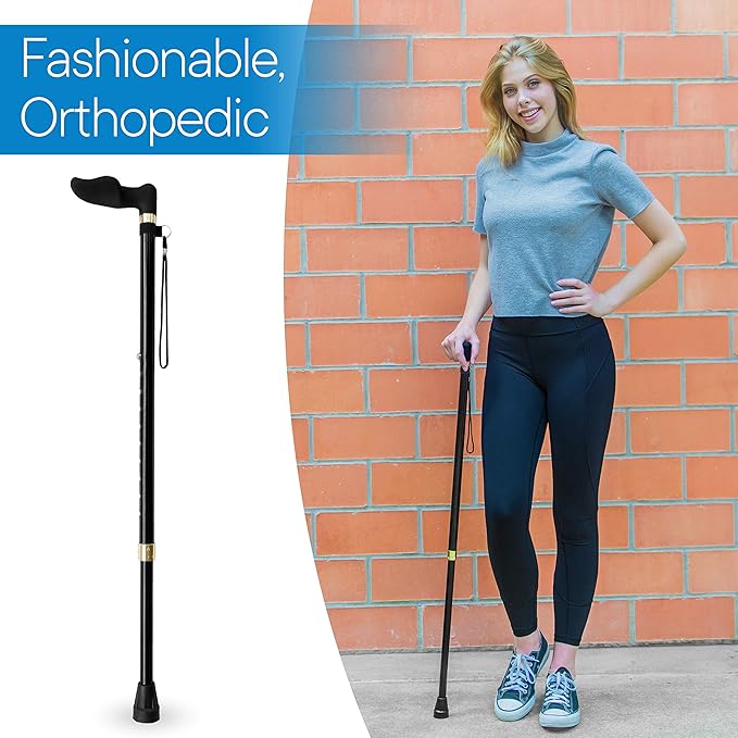 RMS Orthopedic Walking Cane - Offset Cane to Fit Individual's Palm Naturally - Ideal for Anyone with Arthritis or Carpal Tunnel Syndrome (Choose Left Hand or Right Hand)