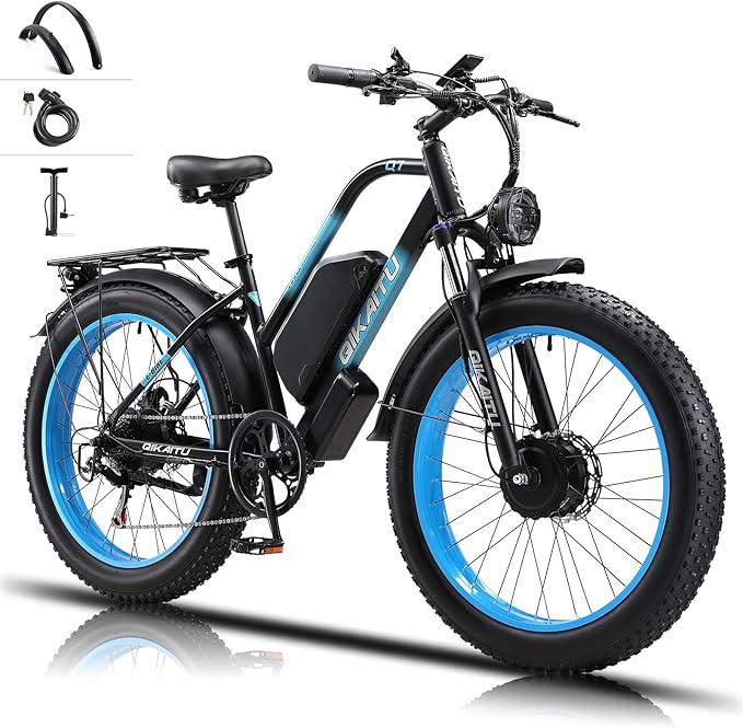 Q7 Peak 3000W Dual Motor Electric Bike - 60-Mile 48V 23Ah UL Certified eBike, 31MPH Fat Tire eBicycle with 5 Riding Modes, Hydraulic Brakes & LCD Display for Mountain/Snow/City