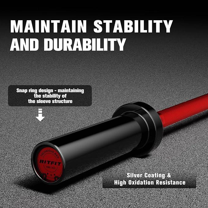 RitFit Barbell Weight Set - 4/6FT Olympic Barbell with Weight Plates (55-275LB Total) - Weightlifting Equipment for Squats, Curls, Deadlifts, Presses, Hip Thrusts