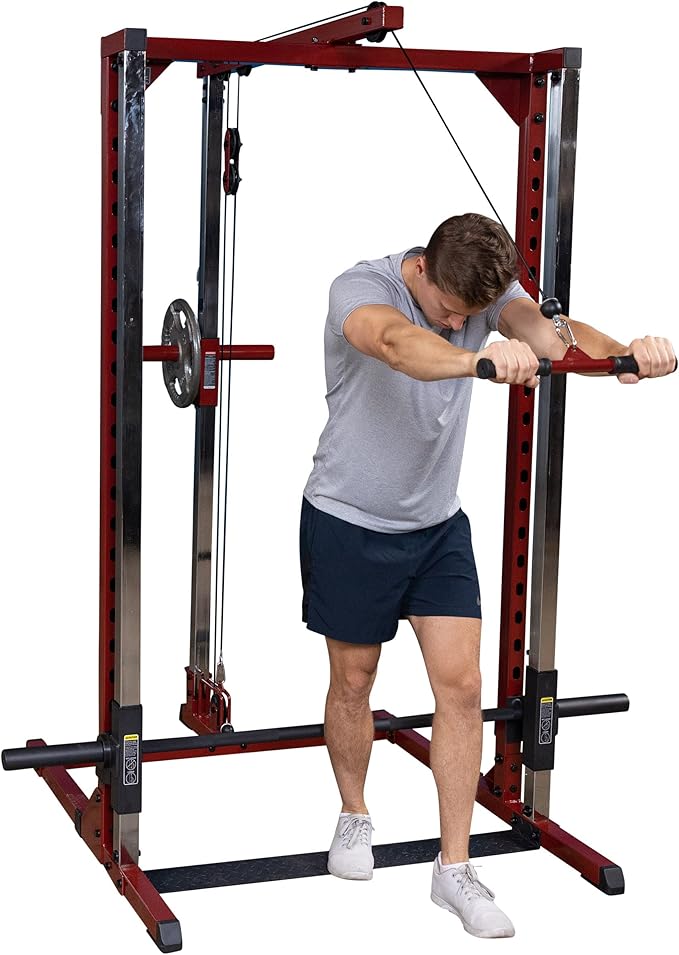 Body-Solid Best Fitness Smith Machine for Home Gym - Strength Training with Safety Bars, Adjustable Safeties, and Attachments for Squats, Bench Presses, Rows