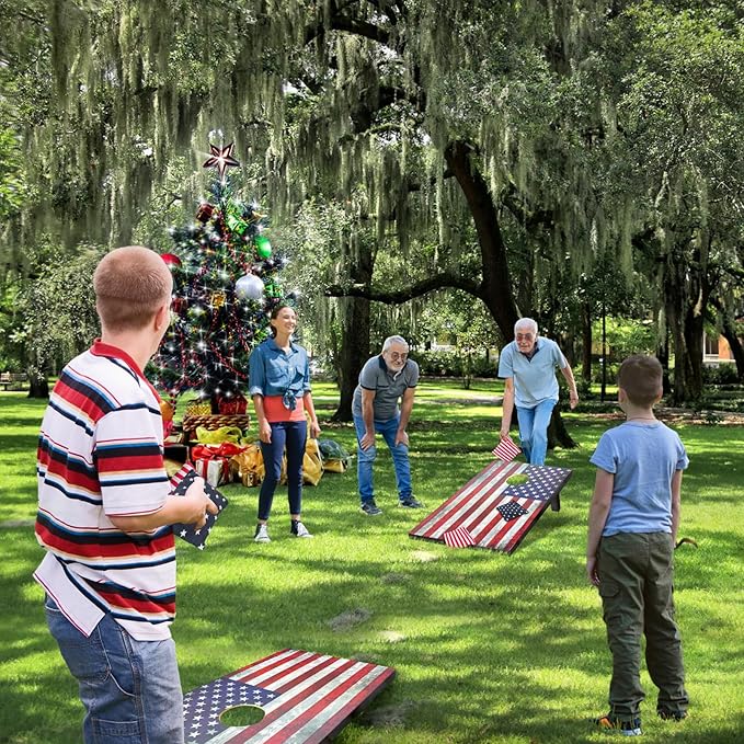 Cornhole Board Set with Carrying Bags & 8 Bean Bags Corn Hole Boards Bean Toss Game for Adults Family Outdoor Lawn Outside Backyard Games