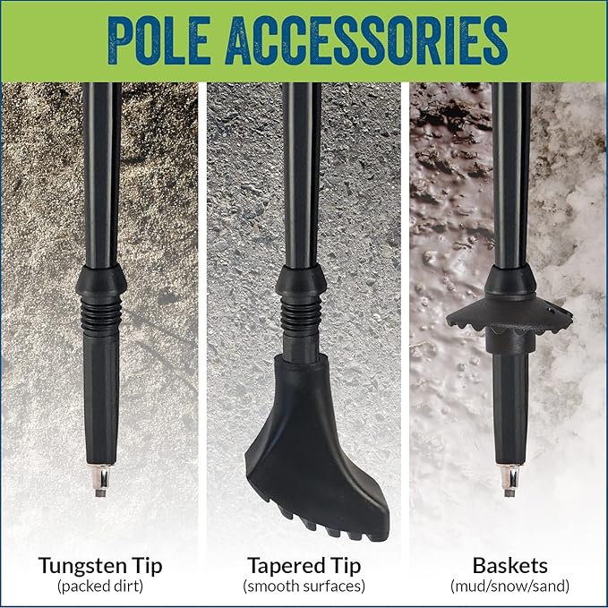 Official Nordic Walking Poles - True Classic Nordic Glove Grips, Lightweight, Adjustable, and Collapsible -2 Pieces w/flip Locks, Detachable Feet and Travel Bag by York Nordic - Heights 5'4"-6'2"