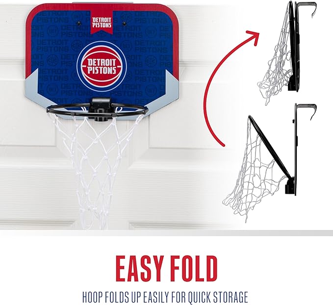 Franklin Sports NBA Team Over The Door Basketball Hoop - Kids Indoor Mini Basketball Hoop with Basketball - NBA Fan Shop Mini Hoop for Bedroom & Office