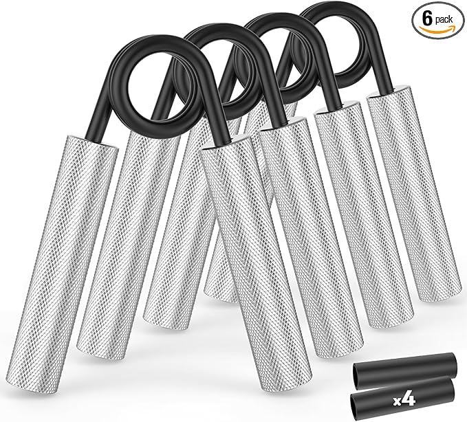 Grip Strength Trainer 6 Pack,50LB-300LB Metal Hand Grip Strengthener,Non-Slip Heavy-Duty Forearm Exerciser,Hand Gripper for Muscle Building and Hand Rehabilitation Exercising