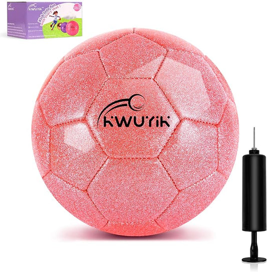 Size 3 4 5 Glitter Pink Gold Purple Soccer Ball Set with Pump Toddler Soccer Ball for Kids Aged 3-6 6-8 8-12 Outdoor Training Ball Youth Practice for Teens Children Boys Girls