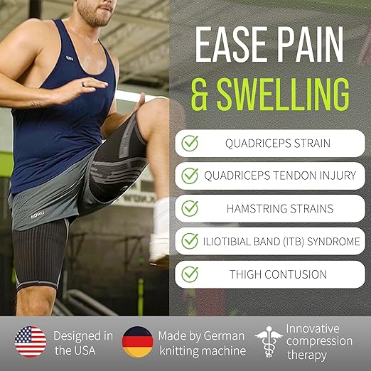 Hamstring Compression Sleeve, Thigh Compression Sleeve for Women and Men, Upper Leg Brace for Groin, Sciatica & Quad Tendonitis, Wrap Support for Recovery, Running, Sports and Workout White L