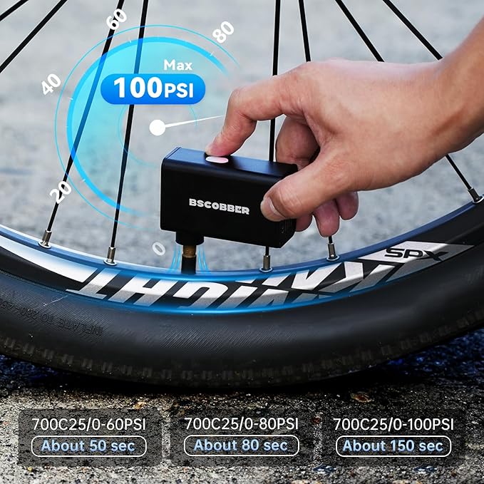 Mini Bike Pump, 100PSI Rechargeable Tiny Air Pump, Portable Floor air Pump with Presta & Schrader Valve for Road Bikes