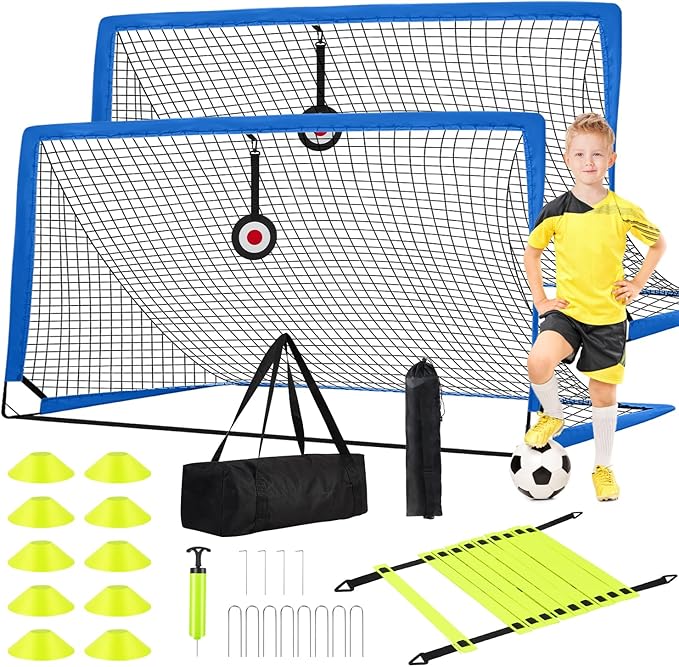 6x4 FT Kids Soccer Goals for Backyard - 2 Pack Soccer Nets, Portable Pop Up Goal Set with Training Mat, Cones, Target & Ball - Soccer Training Equipment Gift for Boys/Girls Ages 3-12